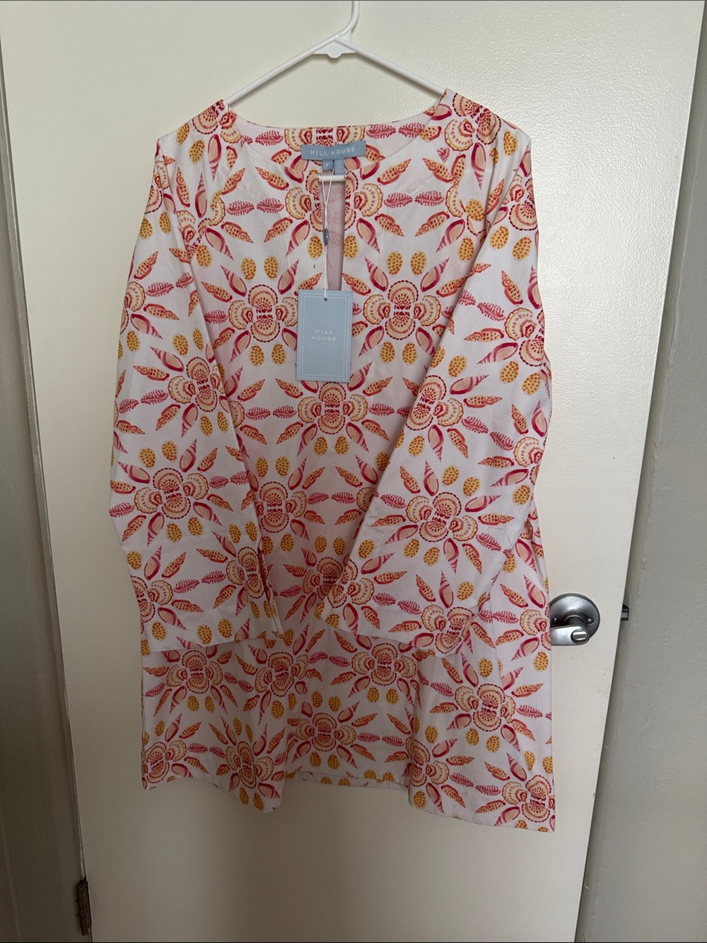 Hill House White Mini Skirt with Pink & Yellow Floral Medallions